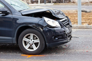 a sheet metal damage after a car accident. damage for insurance