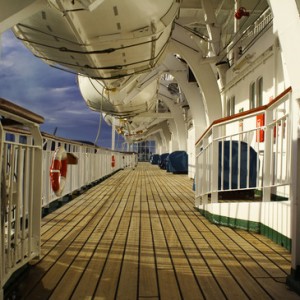 Cruise ship deck exterior.